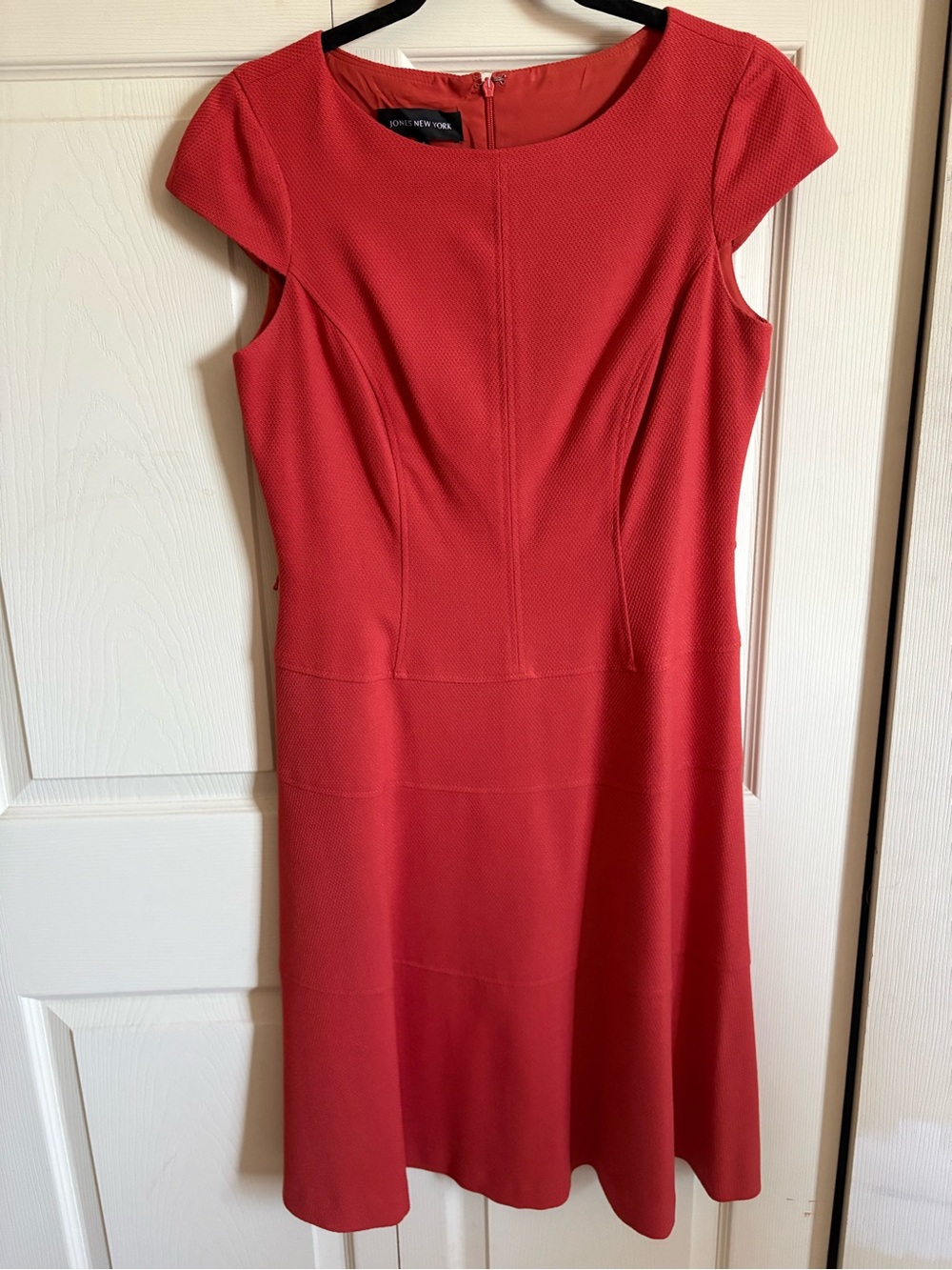 Red Cap-Sleeve Fit & Flare Dress